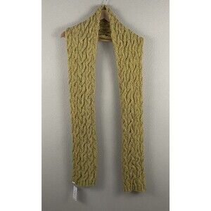 McConnell Chunky Cable Knit Scarf 100% Wool Lemon Made In Ireland Aran Style
